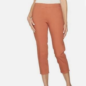LOGO By Lori Goldstein Women's Rust Orange Pull-On Knit Twill Crop Pants 4
